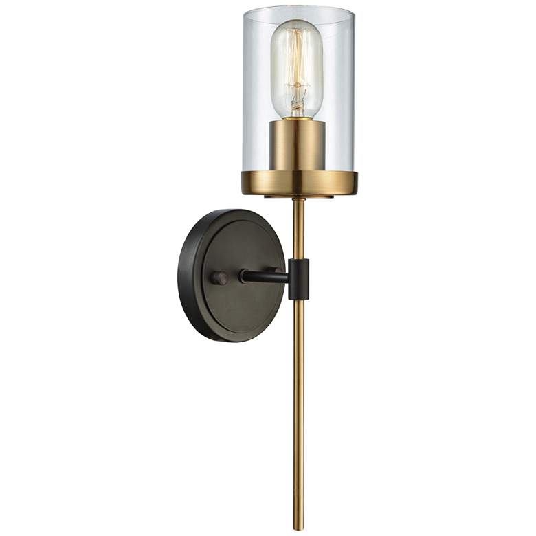 Image 1 North Haven 17 inch High Bronze and Satin Brass Wall Sconce