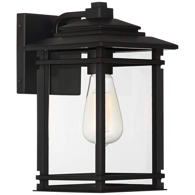 Image 5 North House 12" High Matte Black and Glass Outdoor Wall Light Set of 2 more views
