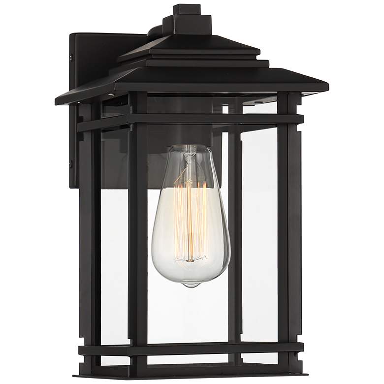 North House 12&quot; High Matte Black and Glass Outdoor Wall Light