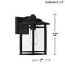 North House 12" High Matte Black and Glass Outdoor Wall Light