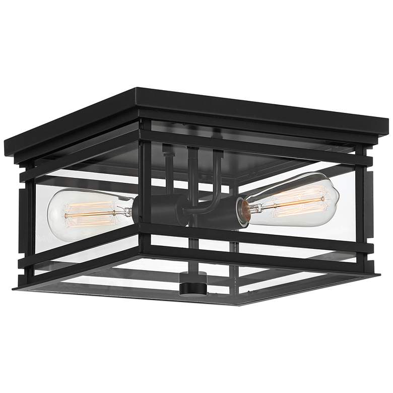 Image 1 North House 13" Wide Matte Black 2-Light Outdoor Ceiling Light