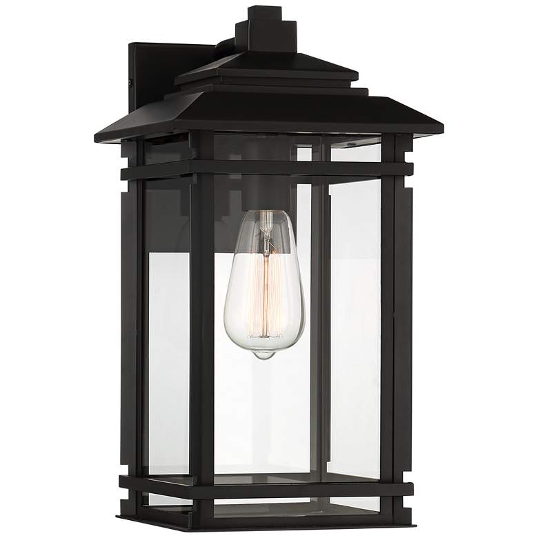 Image 2 North House 16" High Matte Black and Glass Outdoor Wall Light