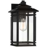 North House 16&quot; High Matte Black and Glass Outdoor Wall Light