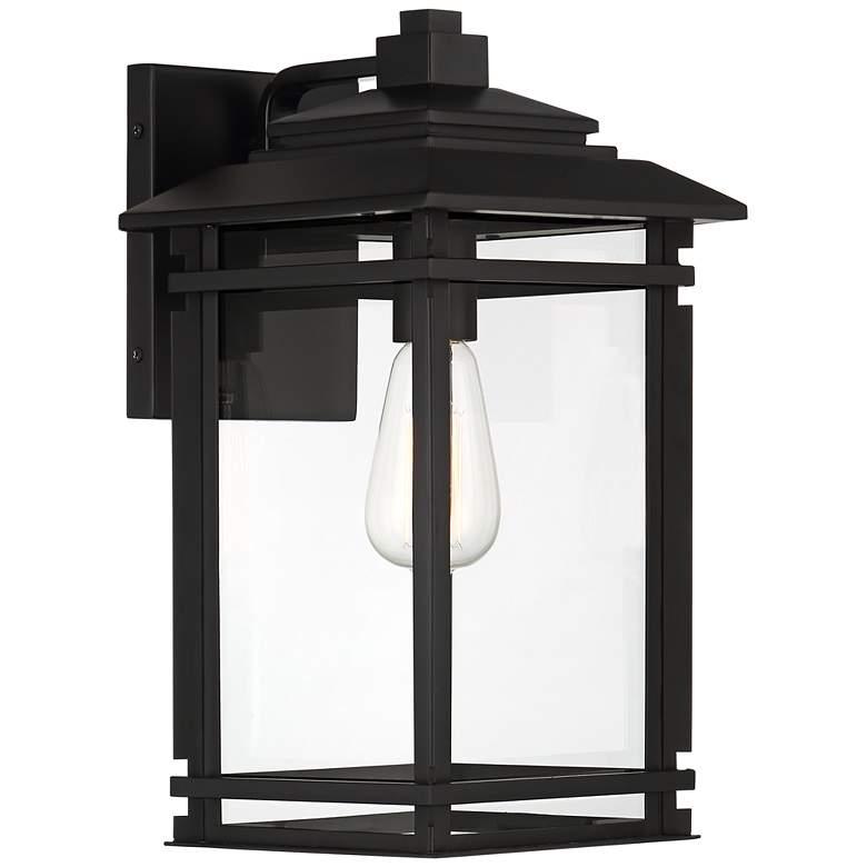 Image 5 North House 16" High Matte Black and Glass Outdoor Wall Light more views