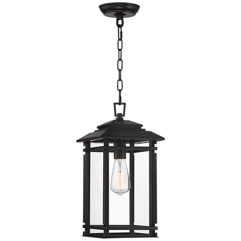 Image 1 North House 17 inch High Matte Black and Glass Outdoor Hanging Light