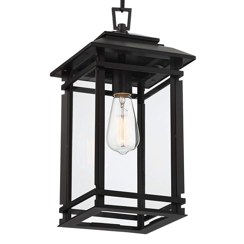 North House 17&quot; High Matte Black and Glass Outdoor Hanging Light more views