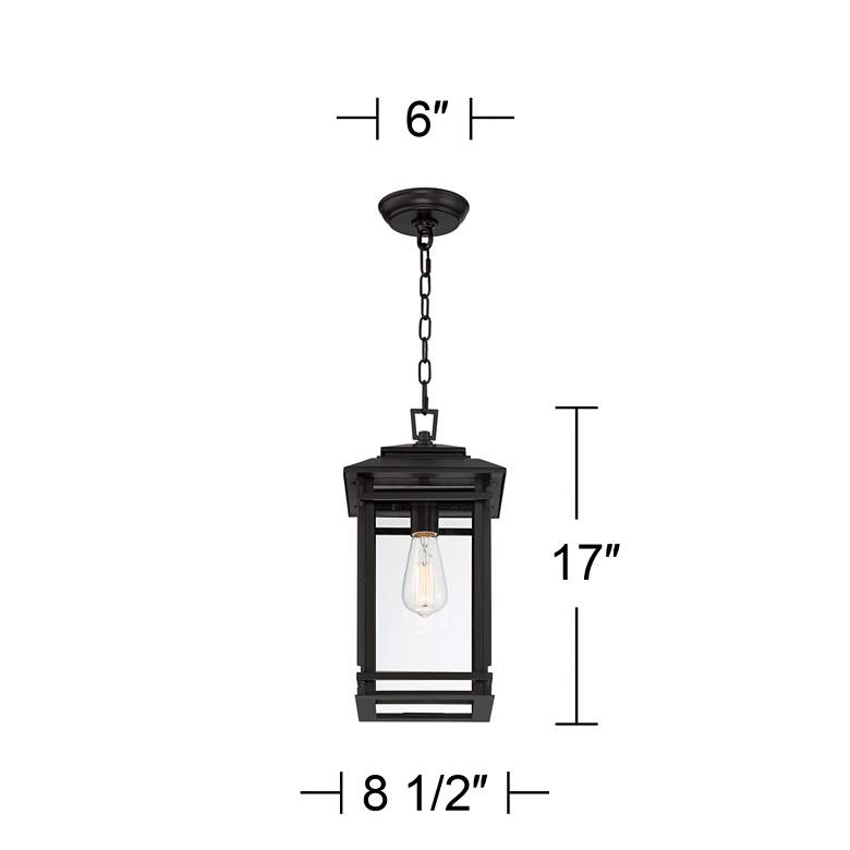 North House 17&quot; High Matte Black and Glass Outdoor Hanging Light more views
