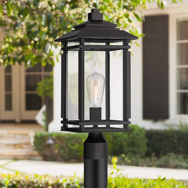 North House 19 1/2&quot; High Matte Black and Glass Outdoor Post Light
