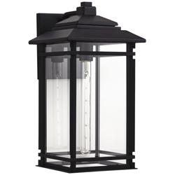 North House 19&quot; High Matte Black and Glass Outdoor Wall Light