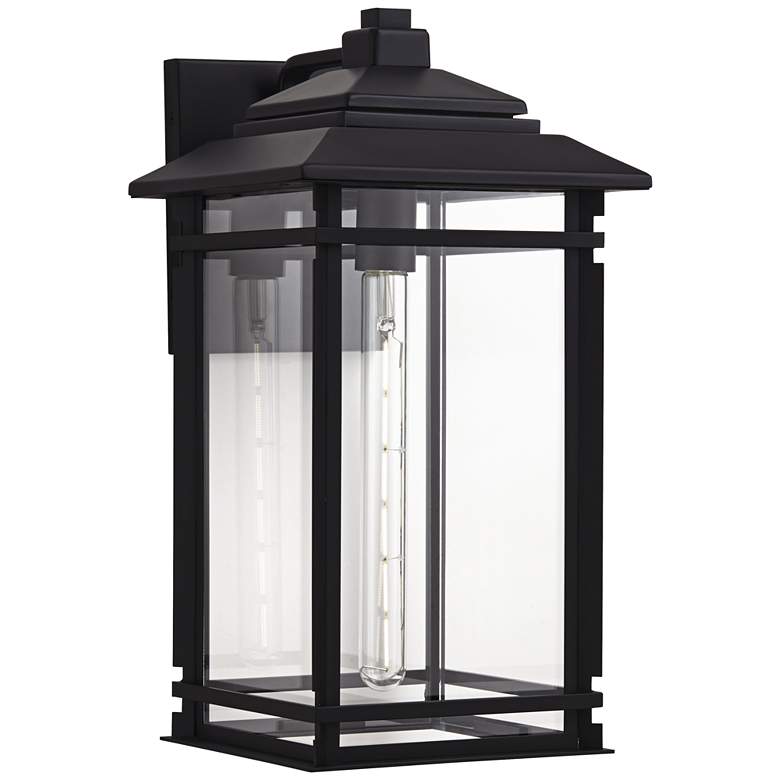 Image 2 North House 19 inch High Matte Black and Glass Outdoor Wall Light