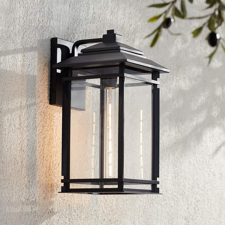 Image 1 North House 19" High Matte Black and Glass Outdoor Wall Light