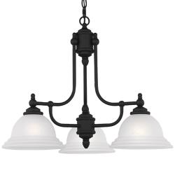 North Port 24-in 3-Light Black Country Cottage Shaded Chandelier