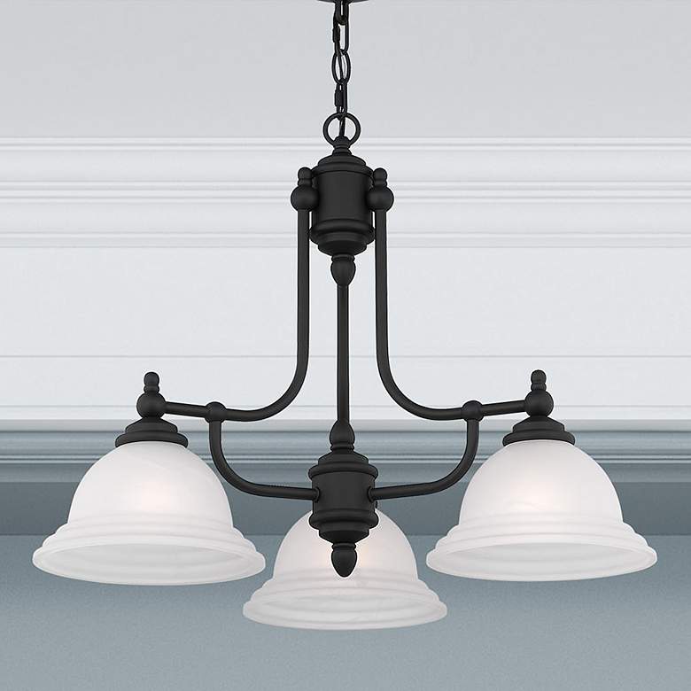 Image 2 North Port 24-in 3-Light Black Country Cottage Shaded Chandelier