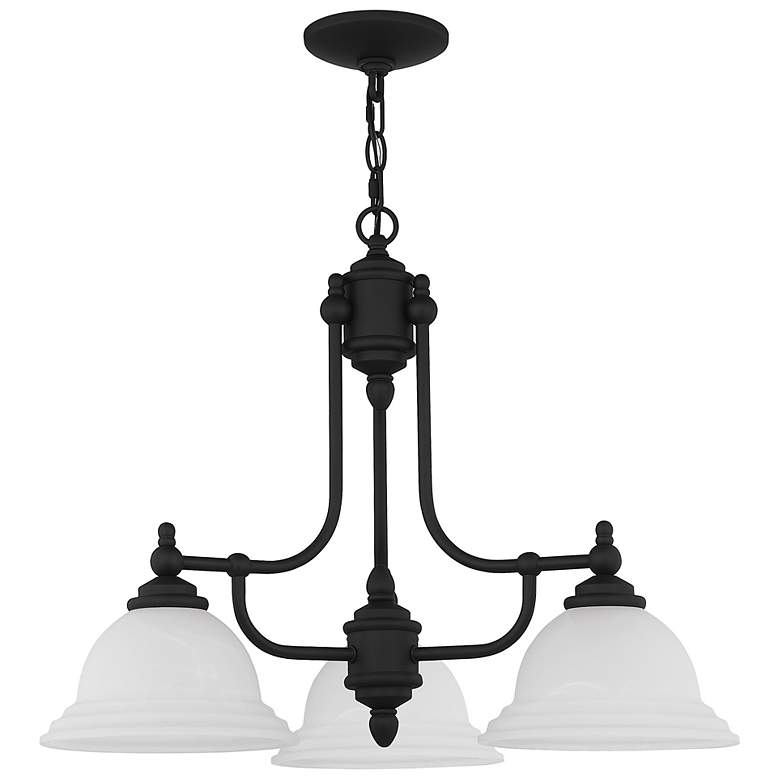 Image 5 North Port 24-in 3-Light Black Country Cottage Shaded Chandelier more views