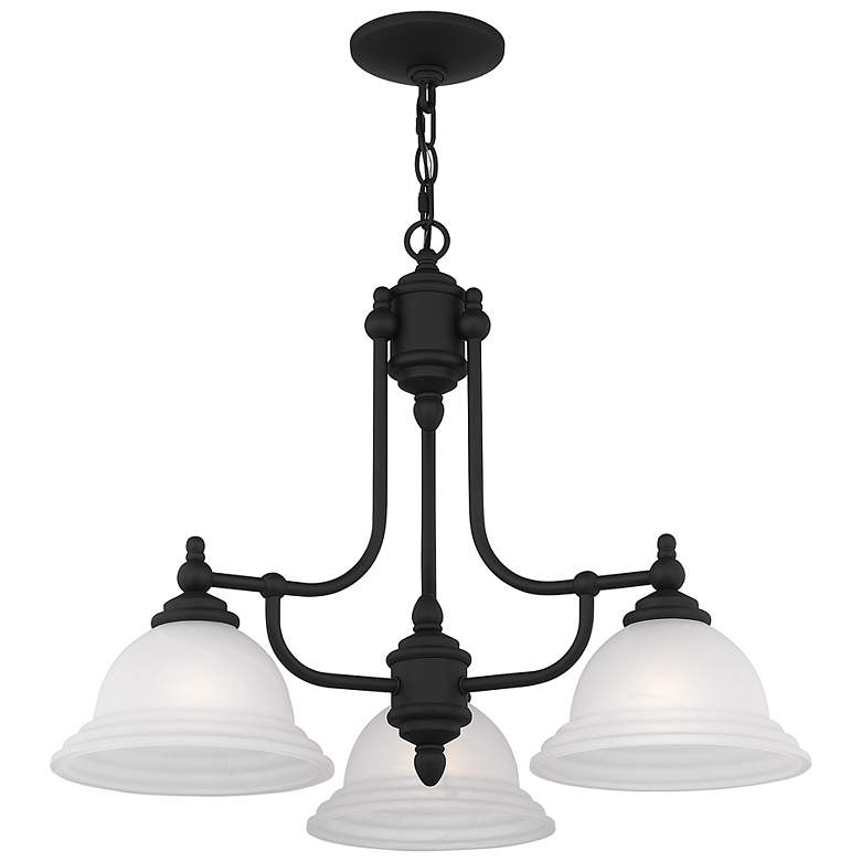 Image 7 North Port 24-in 3-Light Black Country Cottage Shaded Chandelier more views