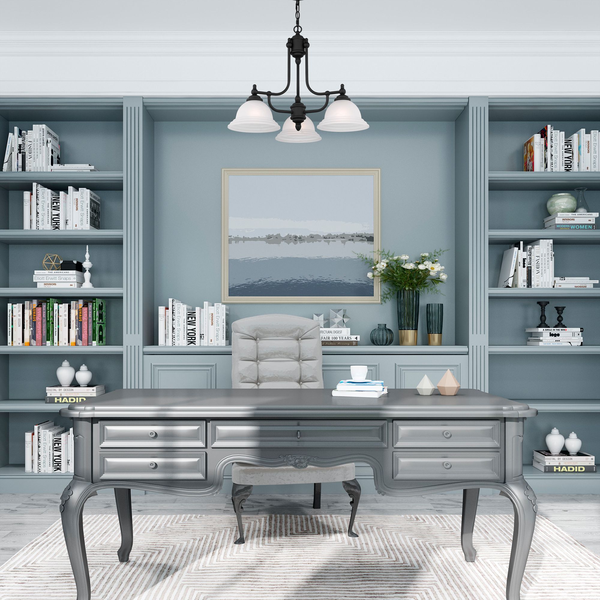 North Port 24" Wide Black 3-Light Chandelier in scene