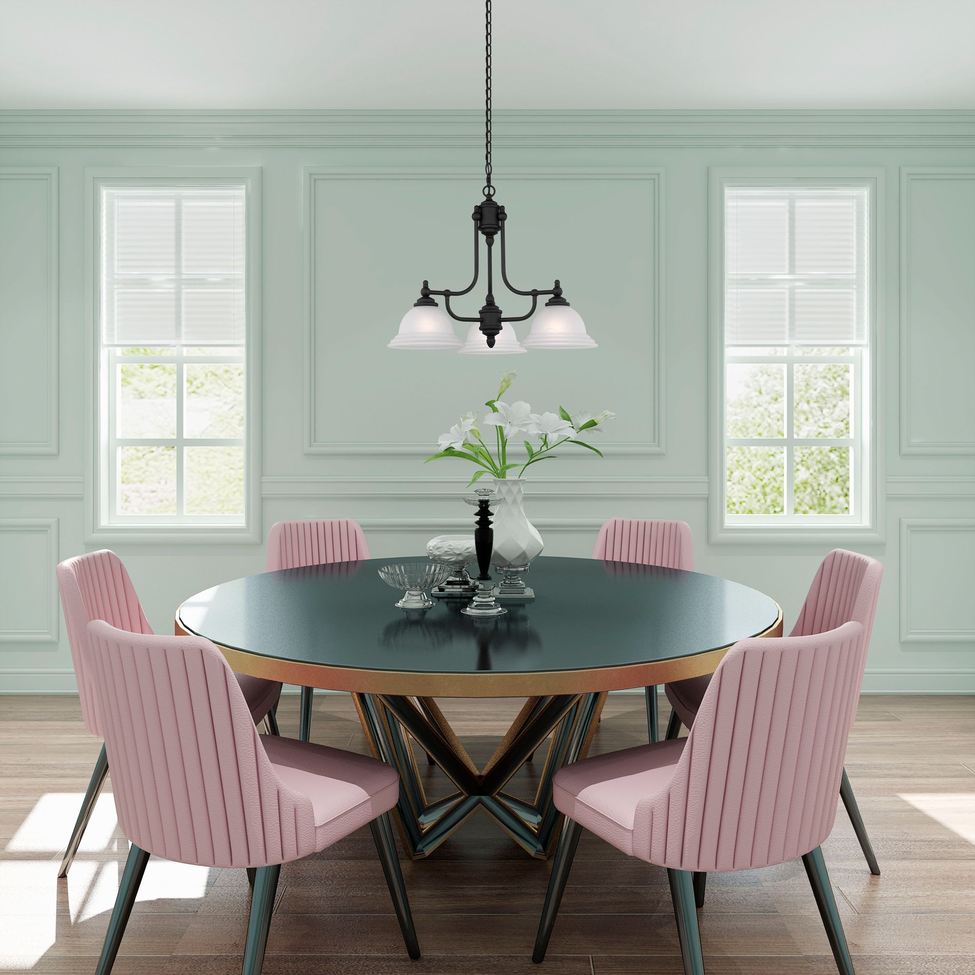 North Port 24" Wide Black 3-Light Chandelier in scene