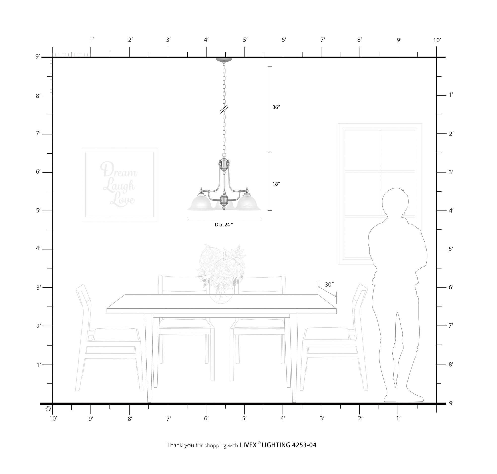 North Port 24" Wide Black 3-Light Chandelier in scene