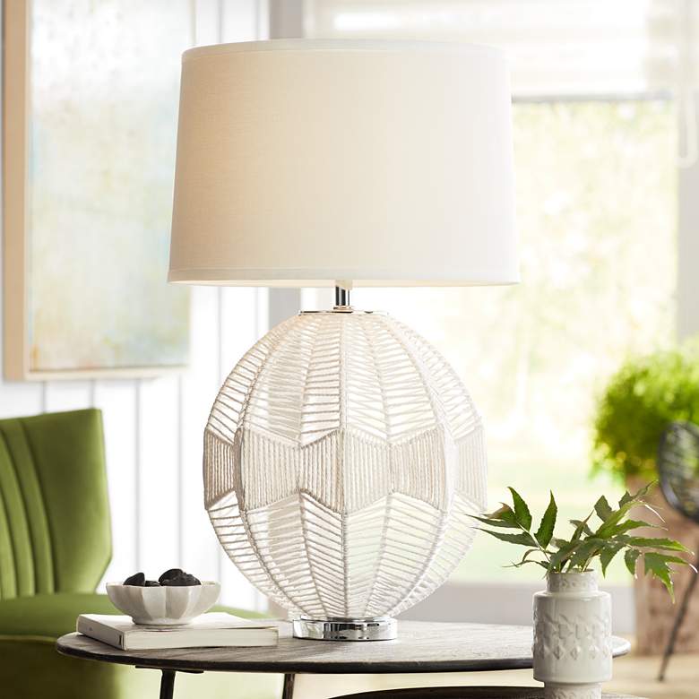 Image 1 North Shore 28 3/4" High Modern Coastal White String Basket Table Lamp