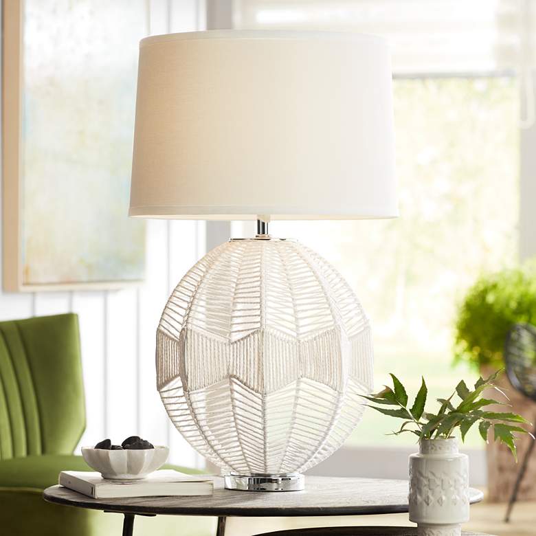 Image 1 North Shore White String Basket Table Lamp