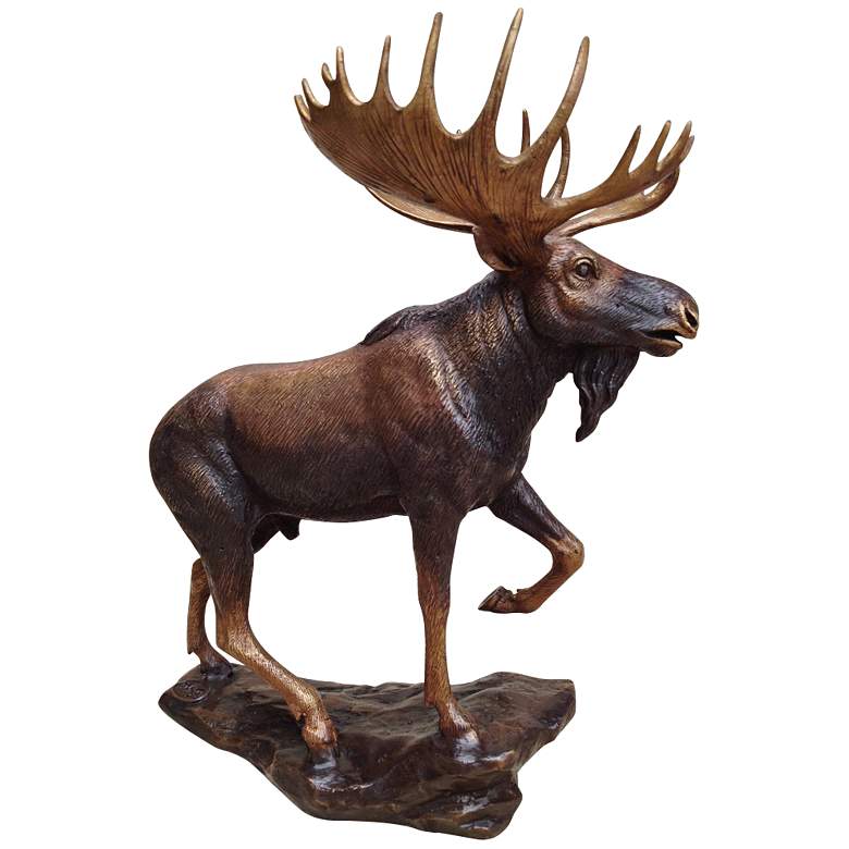Image 1 North Woods 12 1/2" High Bronze Moose Desktop Sculpture