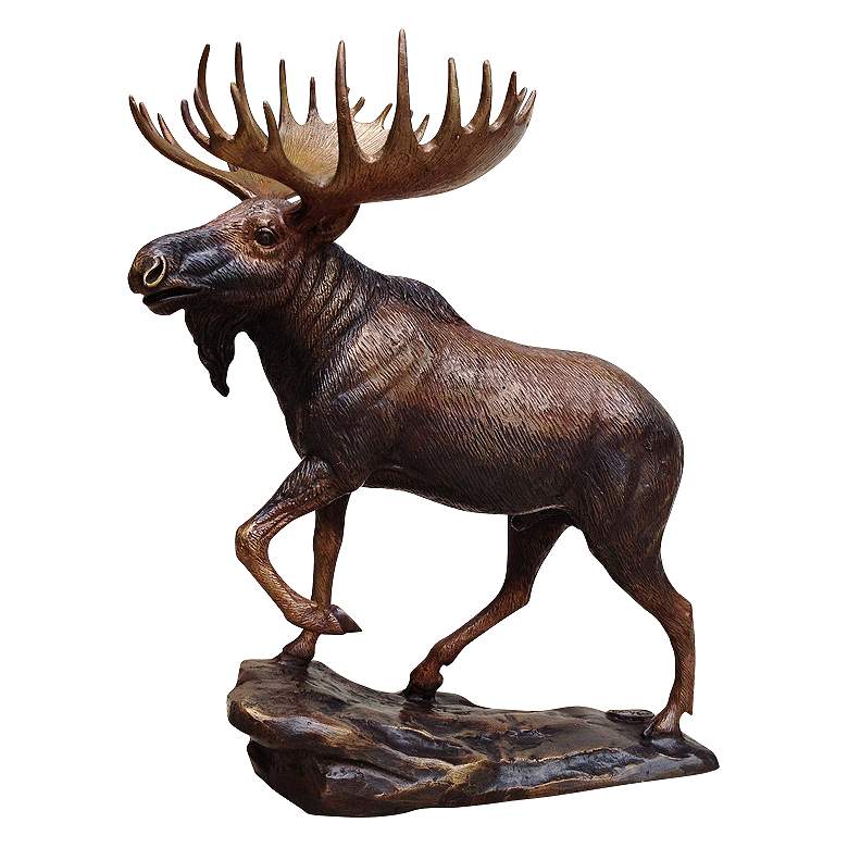 Image 2 North Woods 12 1/2 inch High Bronze Moose Desktop Sculpture more views