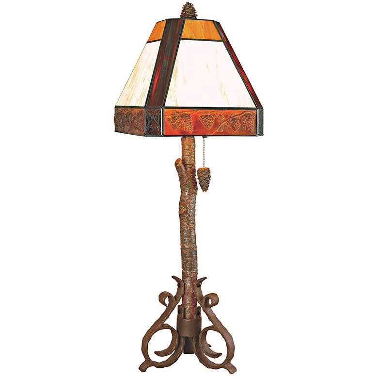 Image 1 North Woods Sunset Pine Cone Buffet Table Lamp