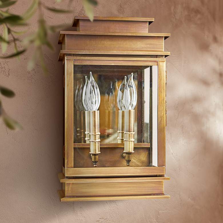Image 1 Northeast Lantern Empire 15 1/2" High Antique Brass Outdoor Wall Light