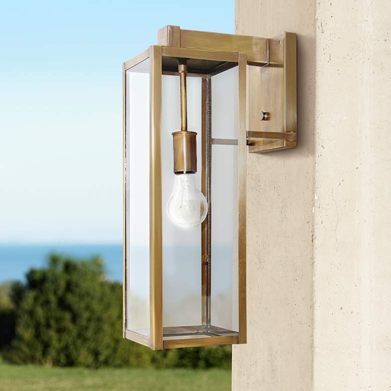 Image 1 Northeast Lantern Uptown 17 1/2" High Antique Brass Outdoor Wall Light