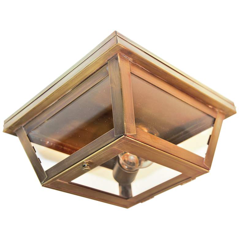 Image 1 Northeast Lantern Williams 9" Wide Antique Brass Outdoor Ceiling Light