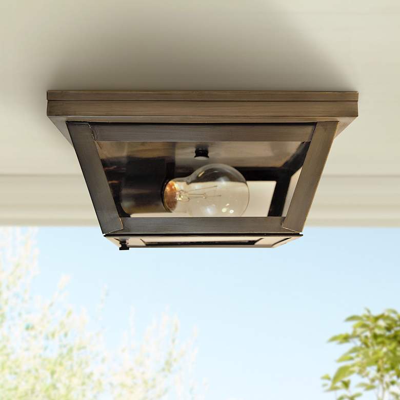 Image 1 Northeast Lantern Williams 9" Wide Dark Brass Outdoor Ceiling Light