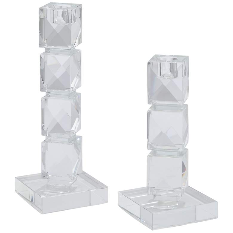 Image 2 Northern Lights Clear Glass Taper Candlesticks Set of 2