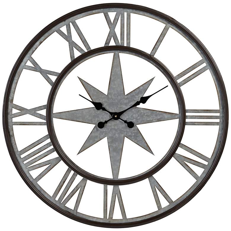 Image 2 Northern Star 30" Round Silver and Black Wall Clock