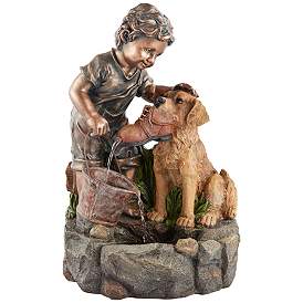 Image2 of Northport 24 3/4" High Boy Plays with Dog Outdoor Fountain