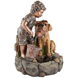 Image4 of Northport 24 3/4" High Boy Plays with Dog Outdoor Fountain more views