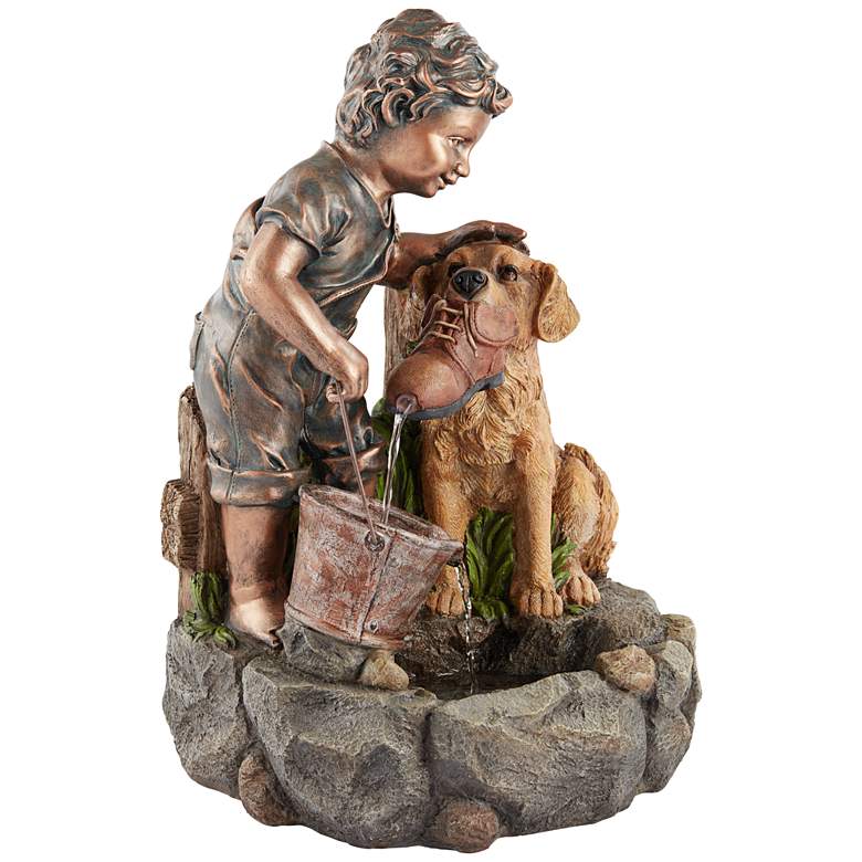 Image 4 Northport 24 3/4" High Boy Plays with Dog Outdoor Fountain more views