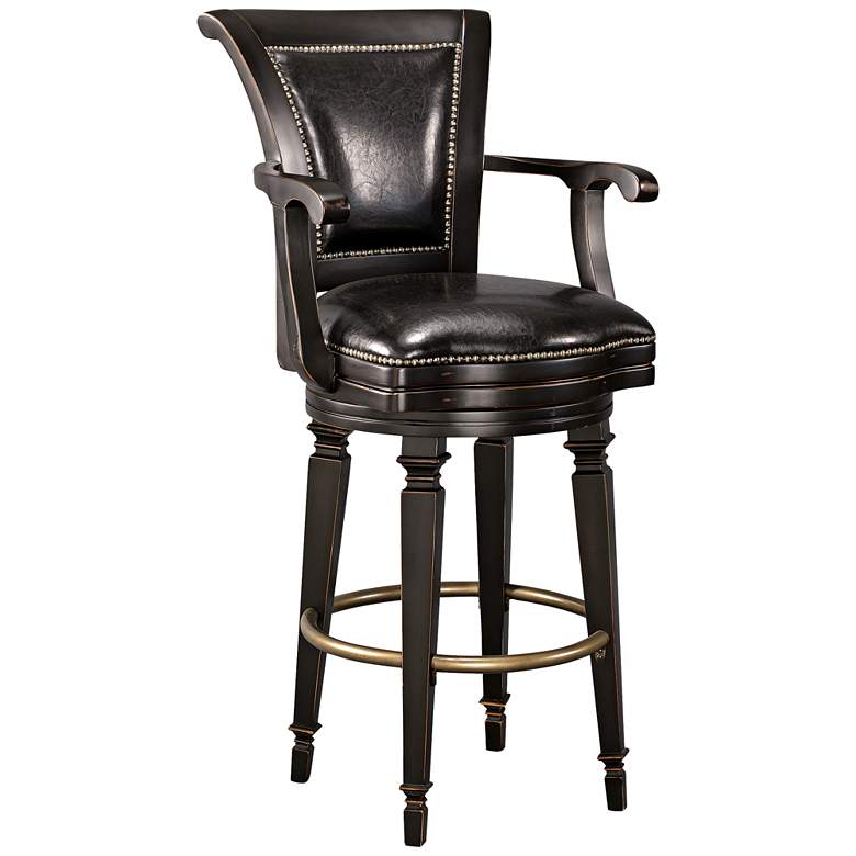 Northport 30 1/2&quot; Black Faux Leather Swivel Barstool