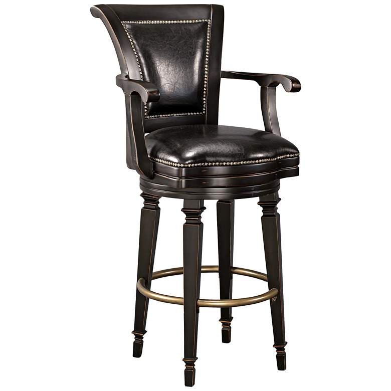 Image 1 Northport 30 1/2 inch Black Faux Leather Swivel Barstool