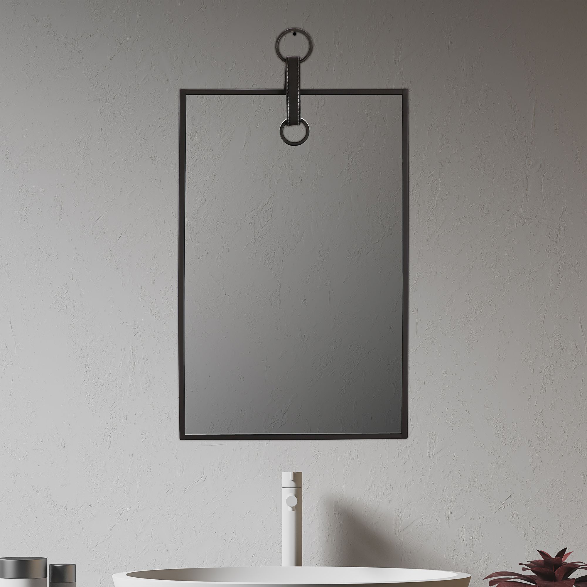 Northwood Black 13" x 20" Rectangular Metal Wall Mirror 276A0