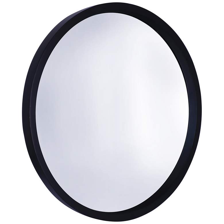 Image 2 Northwood Black 22 inch Round Wooden Wall Mirror