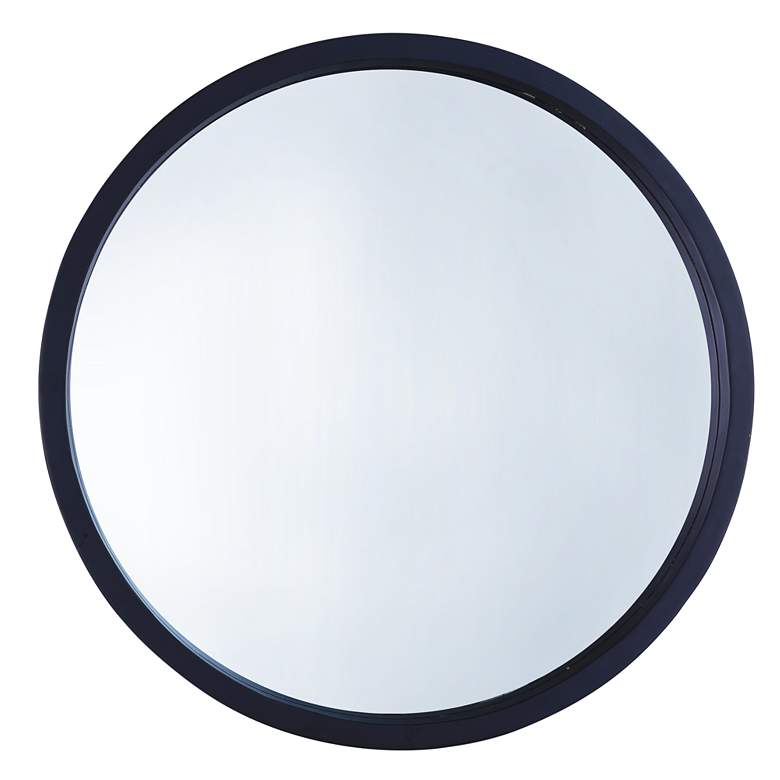 Image 6 Northwood Black 22 inch Round Wooden Wall Mirror more views