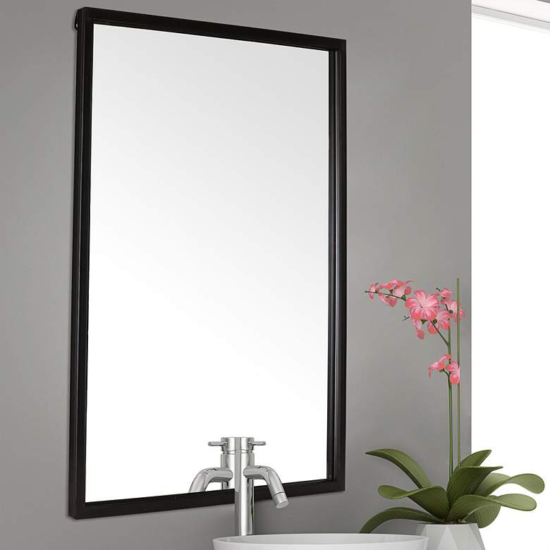 Image 1 Northwood Black 24 inch x 35 inch Rectangular Metal Wall Mirror