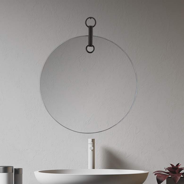 Image 1 Northwood Black Silver 19 inch Round Frameless Wall Mirror