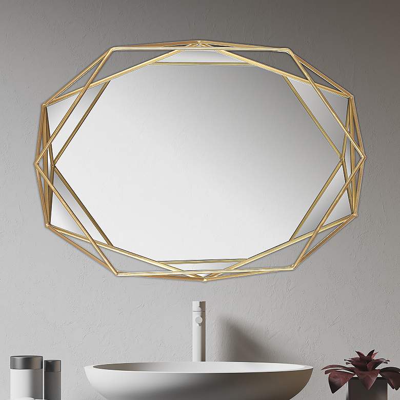 Image 1 Northwood Gold Prism 17 inch x 22 inch Hexagonal Wall Mirror
