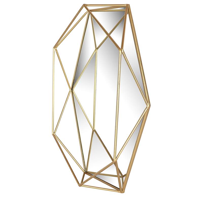 Image 7 Northwood Gold Prism 17 inch x 22 inch Hexagonal Wall Mirror more views
