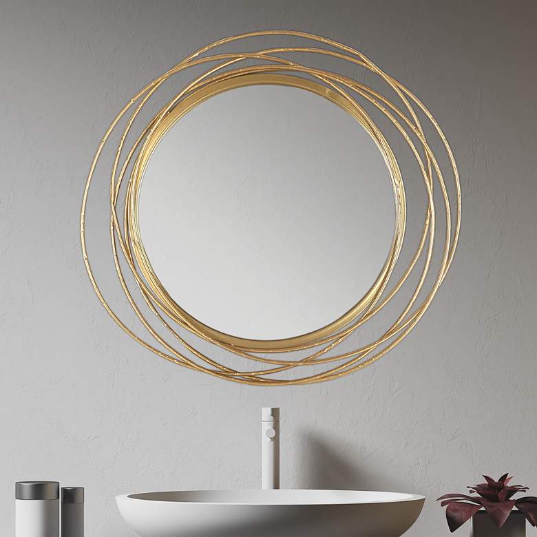 Image 1 Northwood Gold Rings 27 1/2" Round Metal Wall Mirror