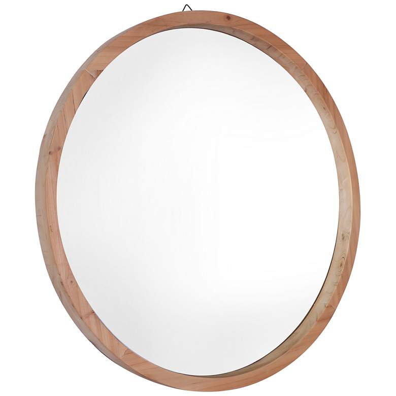 Image 2 Northwood Light Brown 22 inch Round Wooden Wall Mirror