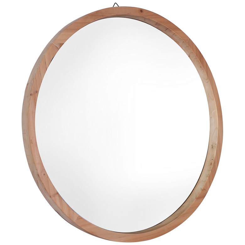Image 1 Northwood Light Brown 22" Round Wooden Wall Mirror