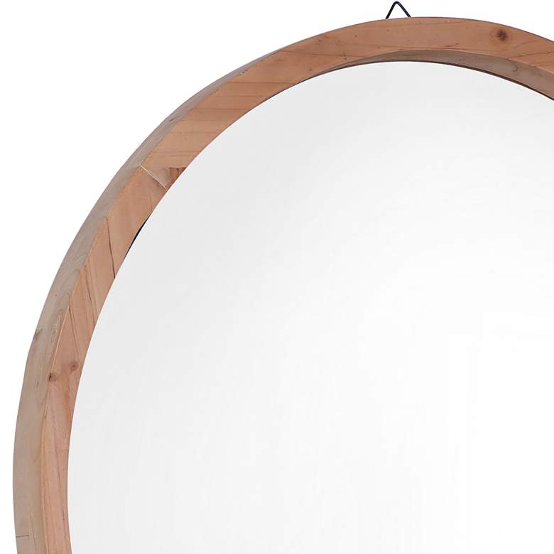 Northwood Light Brown 22 inch Round Wooden Wall Mirror more views
