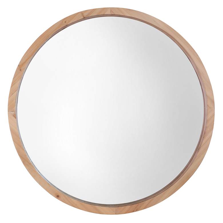 Image 6 Northwood Light Brown 22 inch Round Wooden Wall Mirror more views